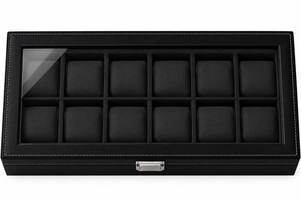 Luxury 12-Slot Watch Display Box with Glass