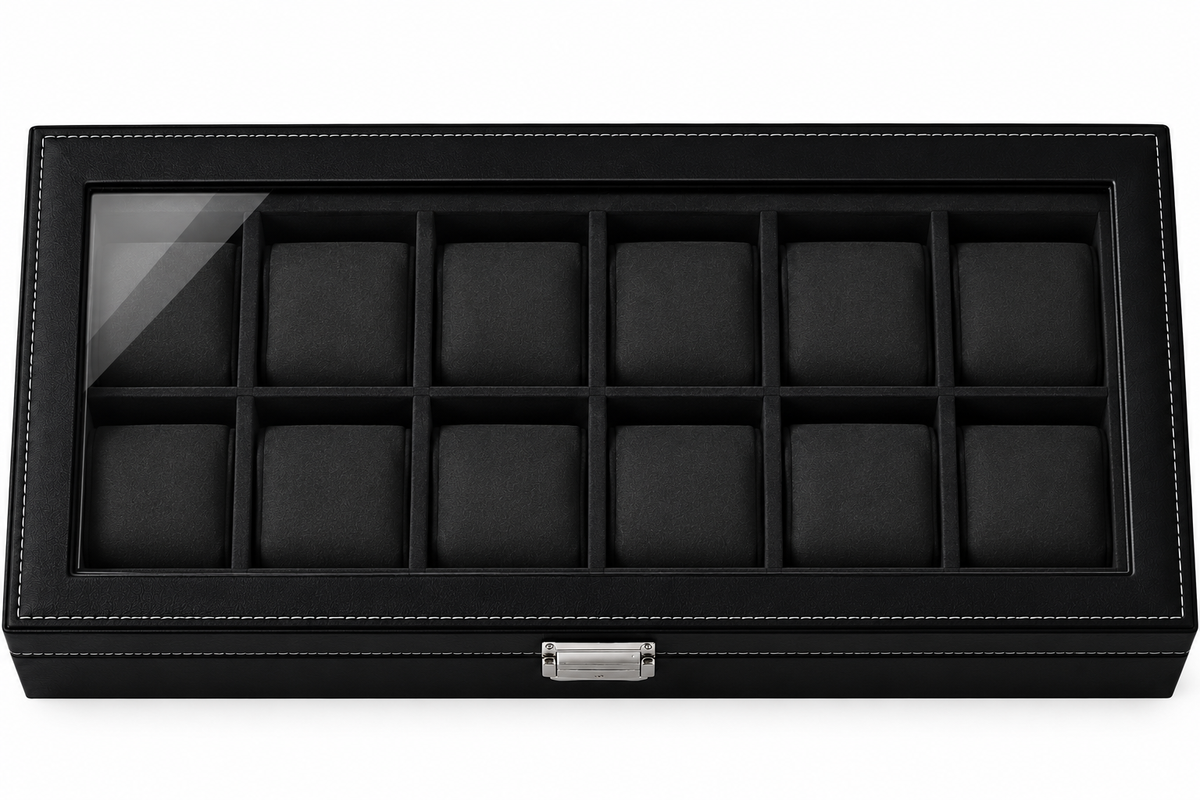 Luxury 12-Slot Watch Display Box with Glass