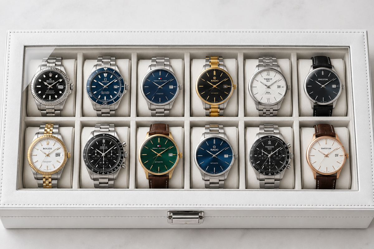 Luxury 12-Slot Watch Display Box with Glass