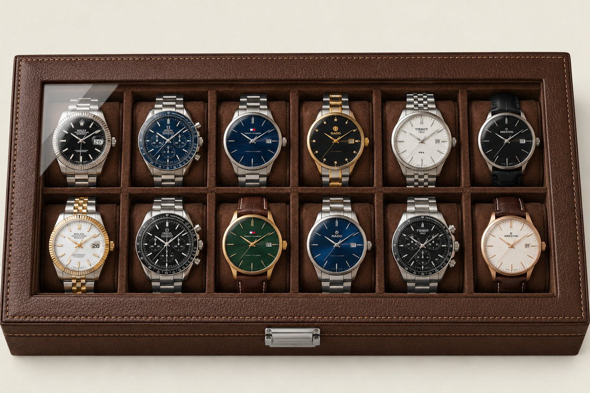 Luxury 12-Slot Watch Display Box with Glass