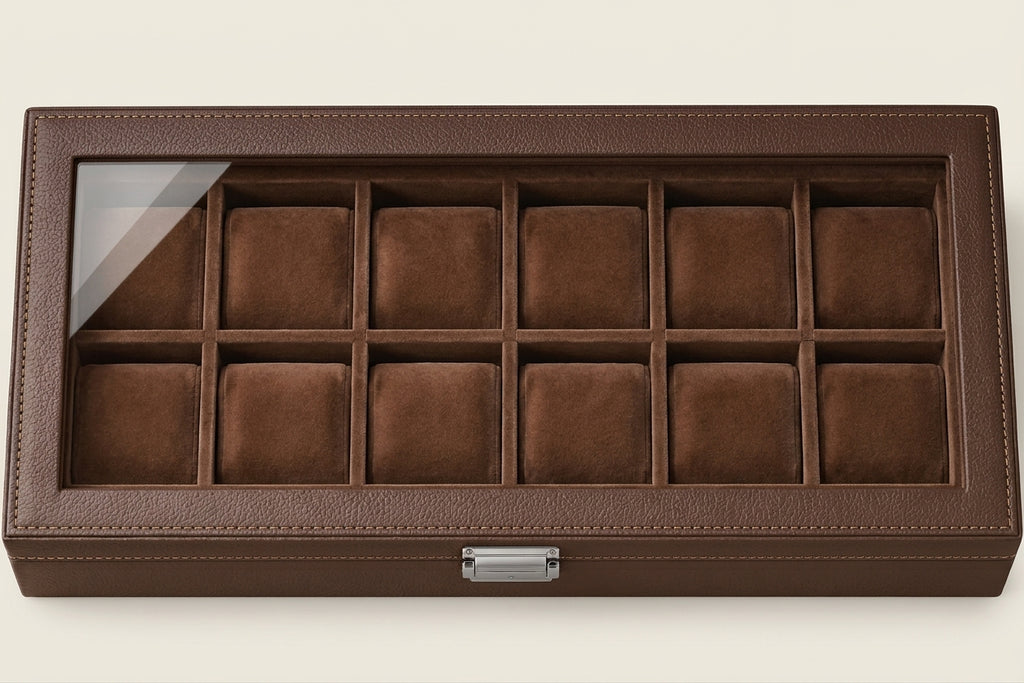 Luxury 12-Slot Watch Display Box with Glass