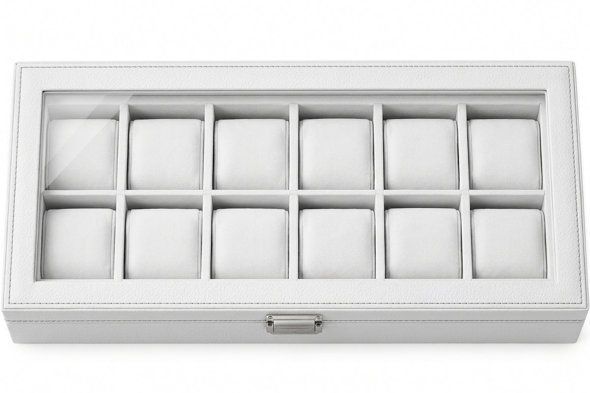 Luxury 12-Slot Watch Display Box with Glass